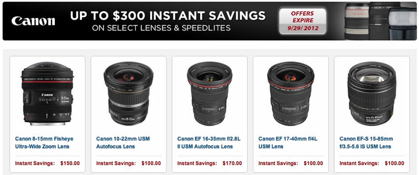 Current Canon deals on the lenses, save up to $300