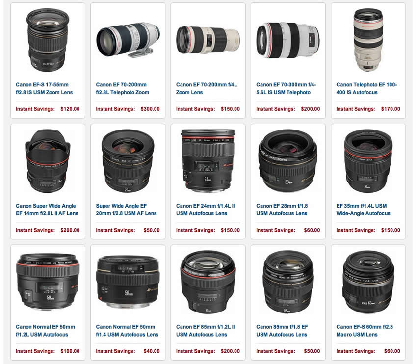 Current Canon deals on the lenses, save up to $300