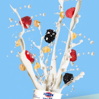 Splash milk berries fruit commercial