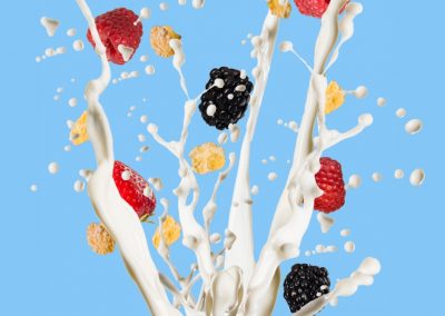 Splash milk berries fruit commercial