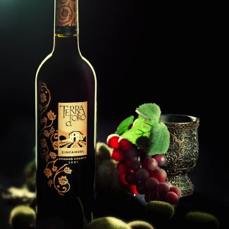 Creative Shot of a Red Wine Bottle