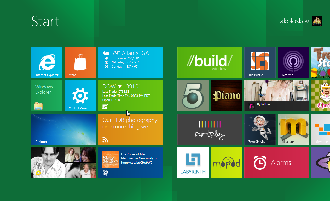 windows 8 on a tablet pc screenshot